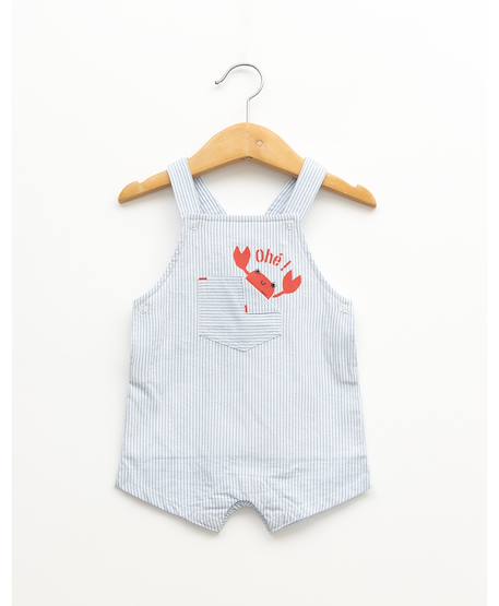 Ensemble salopette + haut 100% coton bébé garçon Fond blanc casse raye bleu 4 - vertbaudet enfant 