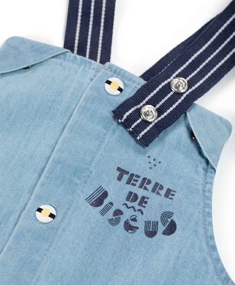 Ensemble salopette + haut 100% coton bébé garçon Denim clair 3 - vertbaudet enfant 