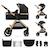 Poussette multifonction 2 en 1 ESME avec grandes roues, suspension, pliage compact, transformation nacelle en poussette, harnais 5 points, adaptateurs travel system, canopy large, panier, jusqu’à 25 kg . Gris+Noir 7 - vertbaudet enfant 