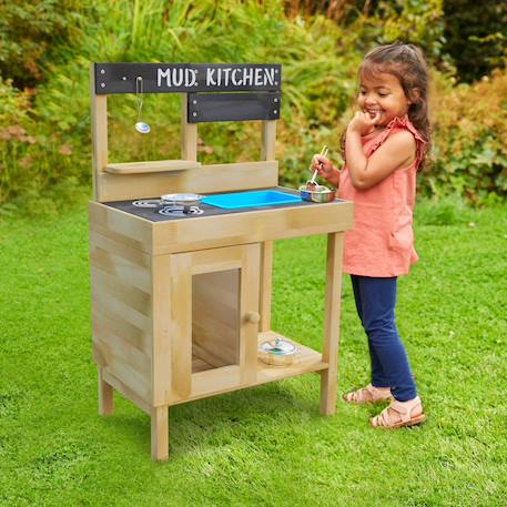 Cuisine d'extérieur pour enfant junior cook bois fsc® Marron - bleu - noir 1 - vertbaudet enfant 