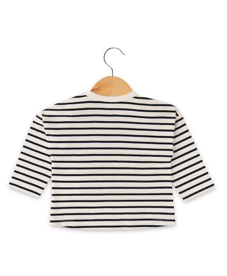 Mariniere manches longues 100% coton bébé garçon Fond blanc casse raye indigo 2 - vertbaudet enfant 