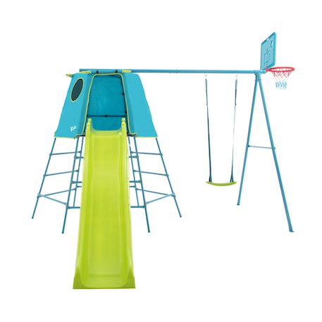Aire de jeux évolutive panier de basket explorer tour métal h246cm Bleu - vert 2 - vertbaudet enfant 