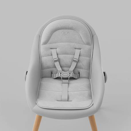 Chaise haute 2-en-1 FINI UP, évolutive transat et repas avec double plateau, harnais 5 points, réglable, insert nouveau-né, arche jouets, pieds bois, facile à nettoyer Beige+Gris 10 - vertbaudet enfant 