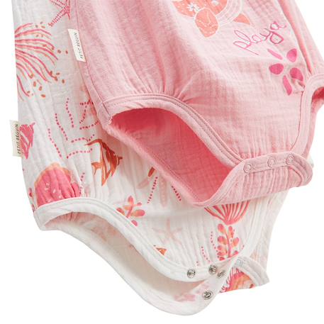 Lot de 2 barboteuses bloomer bébé en gaze de coton bahamas Rose 3 - vertbaudet enfant 