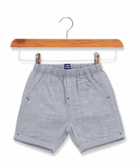 Ensemble short + haut 100% coton bébé garçon Fond blanc raye bleu 3 - vertbaudet enfant 