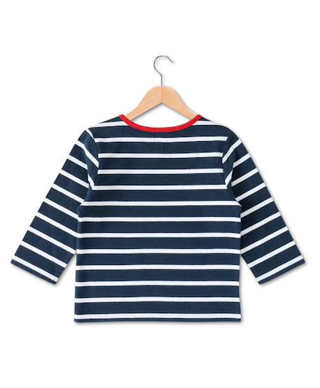 Mariniere manches longues 100% coton bébé garçon Fond indigo raye blanc 2 - vertbaudet enfant 