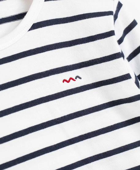Mariniere manches longues 100% coton garçon Fond blanc raye indigo 3 - vertbaudet enfant 
