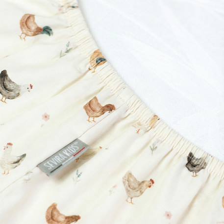 Drap housse en satin de coton gallina Écru 3 - vertbaudet enfant 