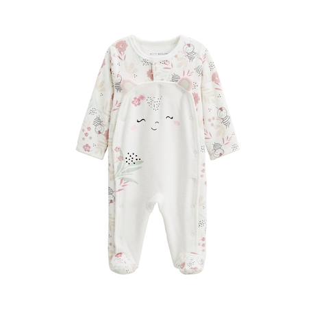 Pyjama bébé en velours ouverture pont mya Ecru 2 - vertbaudet enfant 