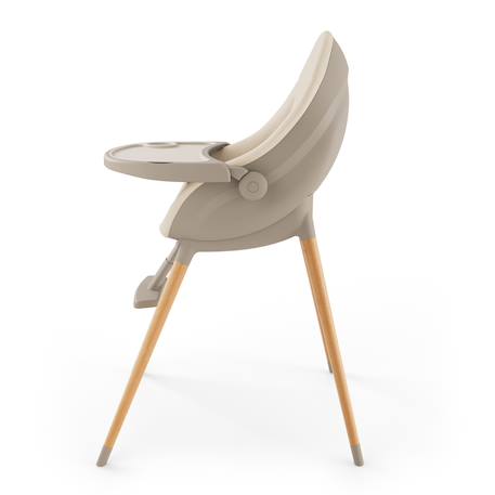 Chaise haute 2-en-1 FINI UP, évolutive transat et repas avec double plateau, harnais 5 points, réglable, insert nouveau-né, arche jouets, pieds bois, facile à nettoyer Beige+Gris 6 - vertbaudet enfant 
