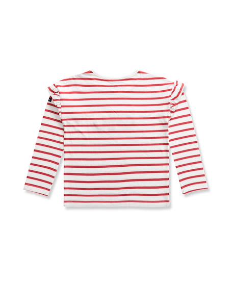 T-shirt manches longues 100% coton fille Fond naturel raye multicolore 2 - vertbaudet enfant 