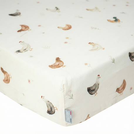 Drap housse en satin de coton gallina Écru 5 - vertbaudet enfant 