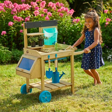 Table à rempoter mobile  bois fsc® Marron - bleu - noir 1 - vertbaudet enfant 