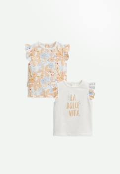 Lot de 2 t-shirts enfant manches courtes praline  - vertbaudet enfant