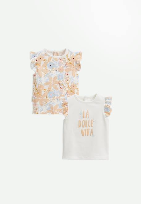 Fille-Lot de 2 t-shirts enfant manches courtes praline