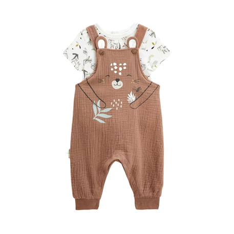 Ensemble salopette bébé en gaze de coton et t-shirt yao Marron 2 - vertbaudet enfant 