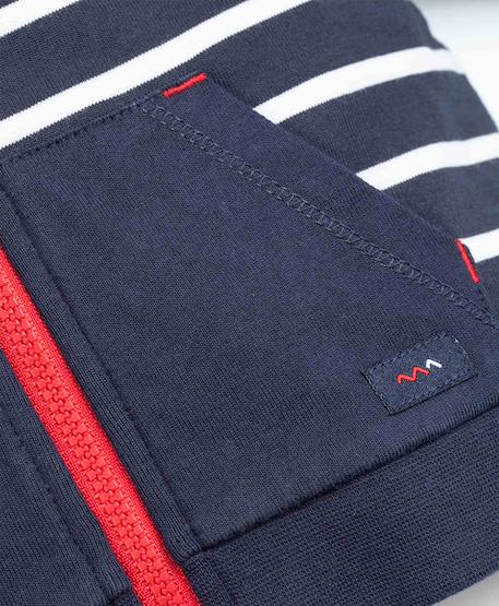 Veste à capuche bébé garçon Fond indigo raye blanc 3 - vertbaudet enfant 