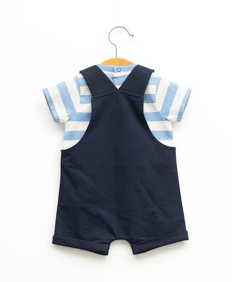 Ensemble salopette + haut 100% coton bébé garçon Bleu 3 - vertbaudet enfant 