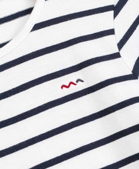 Mariniere manches longues 100% coton fille Fond blanc raye indigo 3 - vertbaudet enfant 