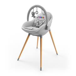 Chaise haute 3-en-1 FINI UP, évolutive transat et repas avec double plateau, harnais 5 points, réglable, insert nouveau-né, arche jouets, pieds bois, facile à nettoyer  - vertbaudet enfant