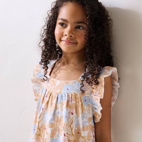 Robe enfant en gaze de coton praline Peche 6 - vertbaudet enfant 