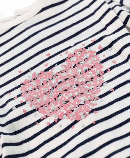 Robe manches longues 100% coton bébé fille Fond blanc casse raye indigo 3 - vertbaudet enfant 