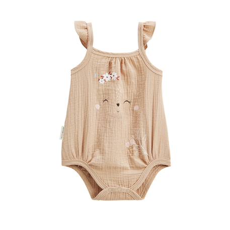 Lot de 2 barboteuses bloomer bébé en gaze de coton praline Ecru 6 - vertbaudet enfant 
