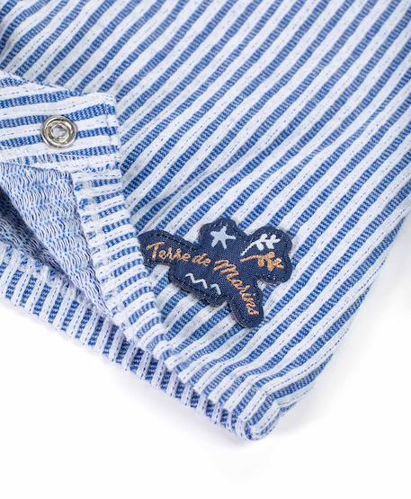 Combishort bébé fille Raye blanc / bleu 2 - vertbaudet enfant 