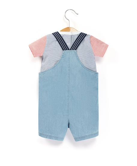 Ensemble salopette + haut 100% coton bébé garçon Denim clair 2 - vertbaudet enfant 