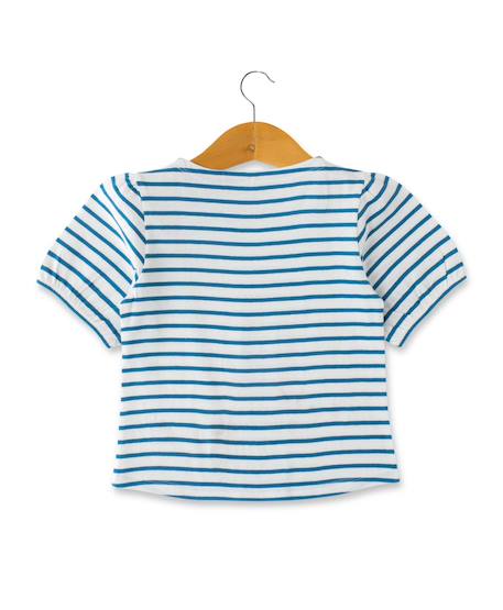 Mariniere manches courtes 100% coton fille Fond blanc casse raye bleu moy 2 - vertbaudet enfant 