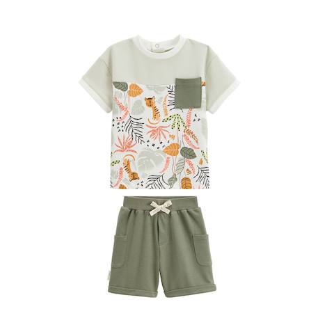 Ensemble enfant t-shirt et short dumbea Kaki 2 - vertbaudet enfant 