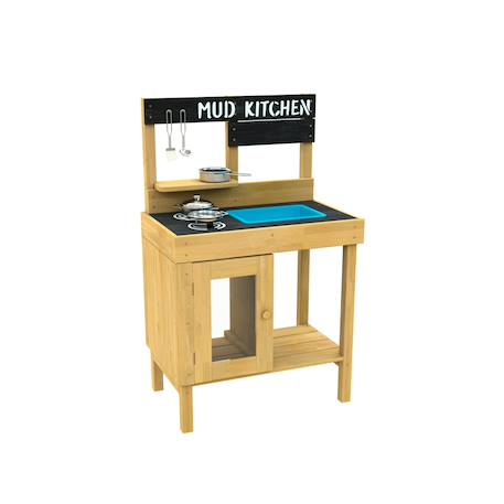 Cuisine d'extérieur pour enfant junior cook bois fsc® Marron - bleu - noir 2 - vertbaudet enfant 
