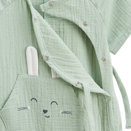 Barboteuse bébé en gaze de coton ouverture croisée frimousse Vert 4 - vertbaudet enfant 