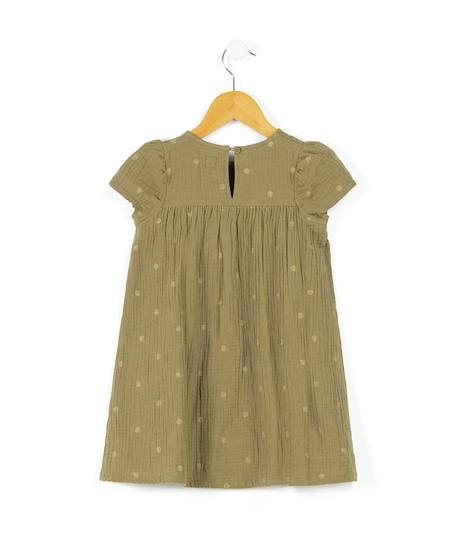 Robe manches courtes 100% coton fille Kaki 2 - vertbaudet enfant 
