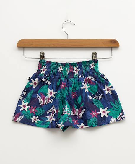 Short 100% coton fille Imprime fond bleu 2 - vertbaudet enfant 
