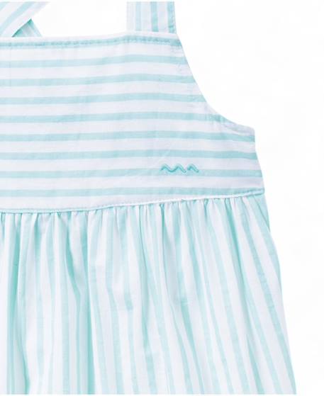 Robe sans manches 100% coton fille Fond blanc raye vert 2 - vertbaudet enfant 