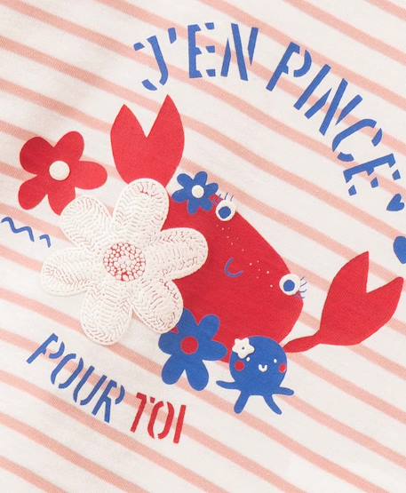Mariniere manches longues 100% coton bébé fille Fond blanc casse raye rose 2 - vertbaudet enfant 