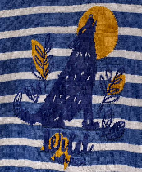 Pull garçon Fond grege raye bleu 3 - vertbaudet enfant 