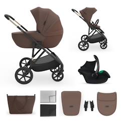 Puériculture-Poussette 3-en-1 PRIME 3 légère avec grandes roues 8/12, conduite à une main, memory buttons, siège été avec panneau mesh, pliage compact, habillage pluie, moustiquaire, siège-auto mink pro 2 inclus