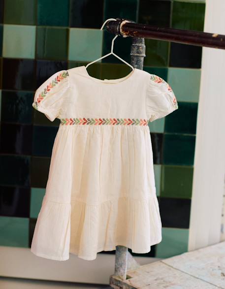 Robe en lin avec broderie + bloomer Beige 3 - vertbaudet enfant 