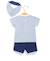 Ensemble short + haut 100% coton bébé garçon Fond blanc raye bleu 2 - vertbaudet enfant 