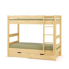 Chambre et rangement-Chambre-Lit bébé, lit enfant-Pack lit superposé séparable avec tiroirs bois massif aaron