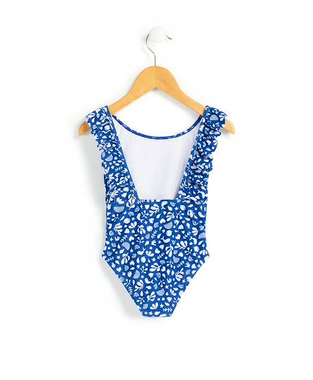 Maillot de bain fille Fond blanc imprime bleu 2 - vertbaudet enfant 