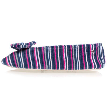 Chaussons ballerines ultra confortables, en coton biologique et semelle en cuir, détail grand nœud Rayuresbleues 4 - vertbaudet enfant 