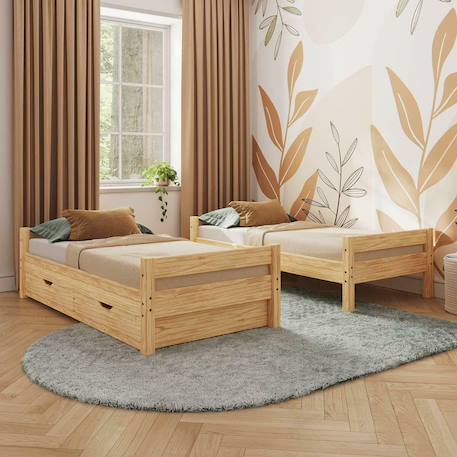 Pack lit superposé séparable avec tiroirs bois massif aaron Bois naturel 4 - vertbaudet enfant 
