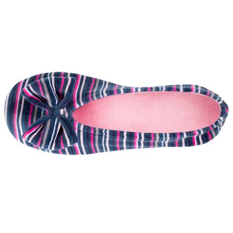 Chaussons ballerines ultra confortables, en coton biologique et semelle en cuir, détail grand nœud Rayuresbleues 3 - vertbaudet enfant 