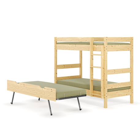Pack lit superposé séparable gigogne avec matelas bois massif aaron Blanc+Bois naturel 10 - vertbaudet enfant 
