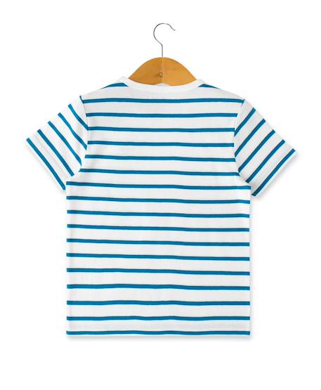 Mariniere manches courtes 100% coton garçon Fond blanc casse raye bleu moy 2 - vertbaudet enfant 