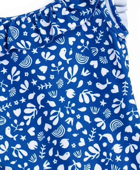 Maillot de bain fille Fond blanc imprime bleu 3 - vertbaudet enfant 