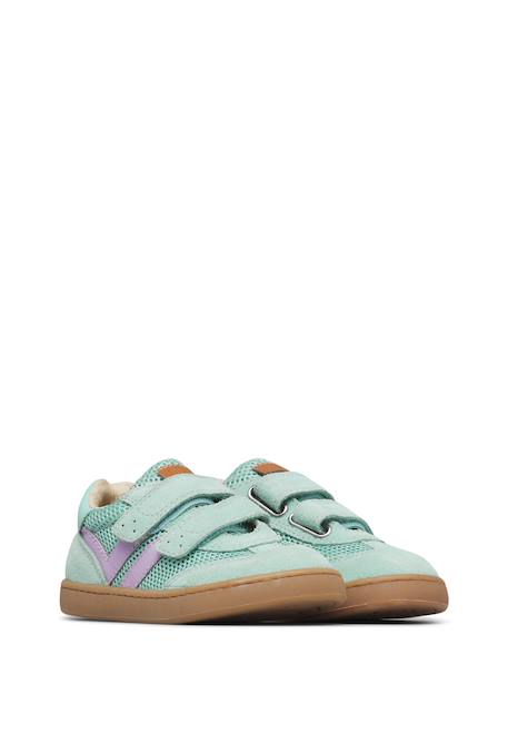 Sneakers en cuir et tissu kevis 2 vl. Blanc-noir-+Céleste-+Fuchsia-+Gris tourterelle-+Vert menthe- 22 - vertbaudet enfant 
